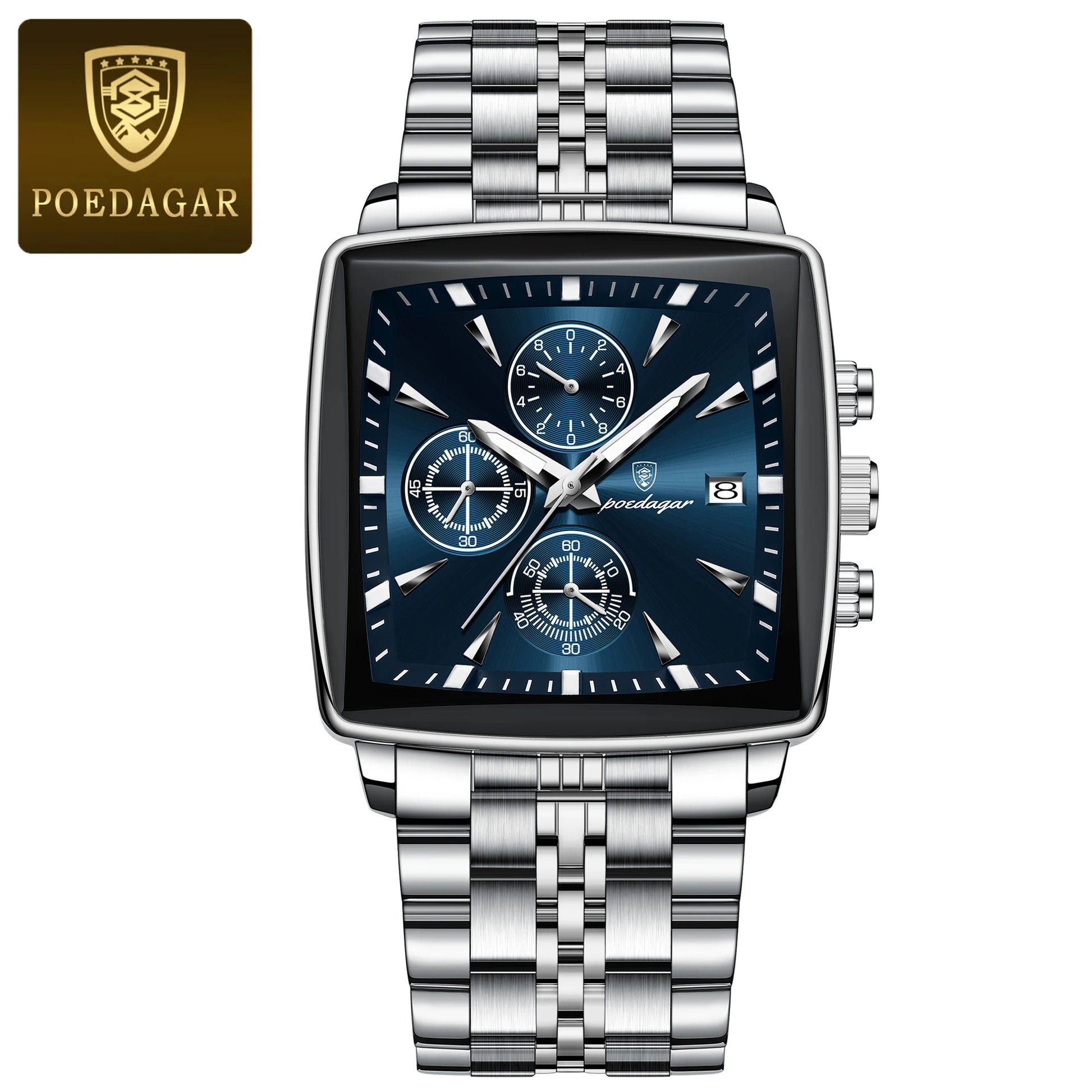 Luxury Square Men's Stainless Steel Wristwatch