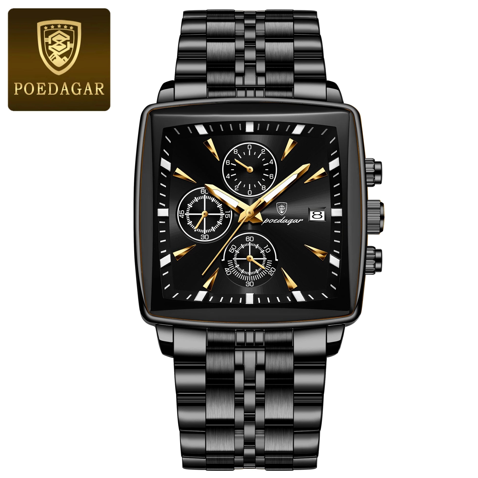 Luxury Square Men's Stainless Steel Wristwatch