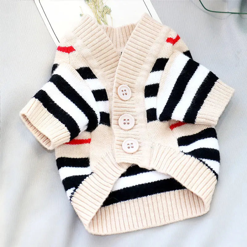 Luxury Striped Small Dog Winter Sweater