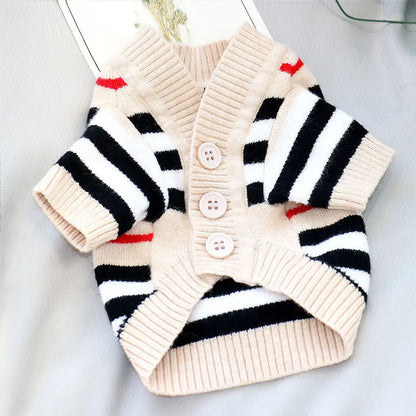 Luxury Striped Small Dog Winter Sweater