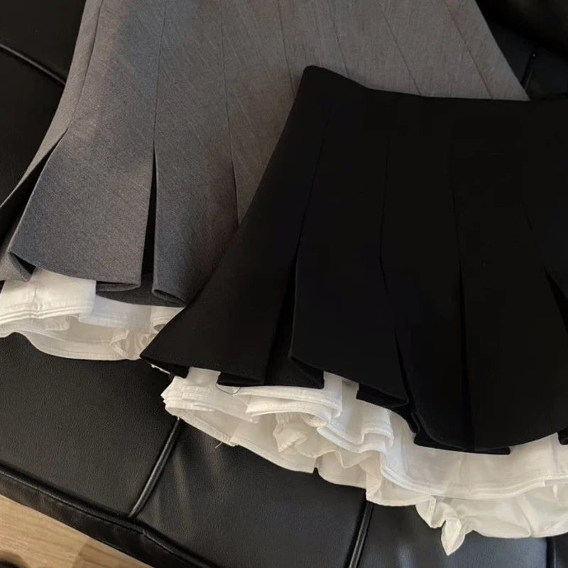 MEXZT Y2K Ruffles Black Mini Skirt
