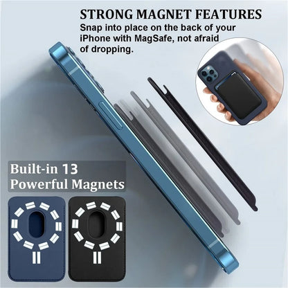 Magnetic Leather Magsafe Phone Wallet - Protective Card Holder