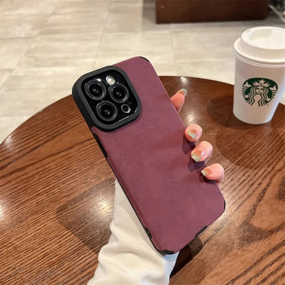 Matte Leather Silicone Shockproof Phone Cover