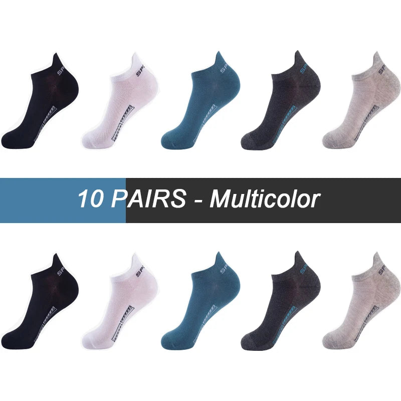 Men Breathable Cotton Ankle Sport Socks - 10 Pairs