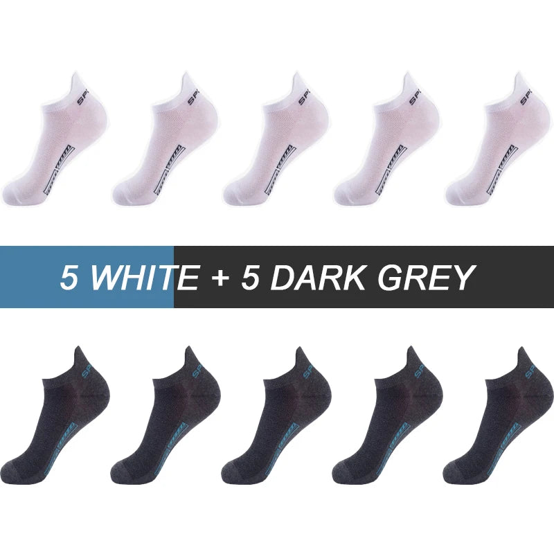 Men Breathable Cotton Ankle Sport Socks - 10 Pairs