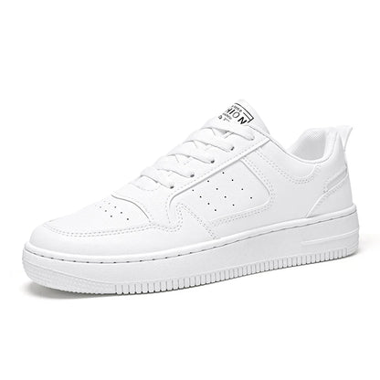 Men Casual Leather Comfortable Flat Slip-on White Shoes
