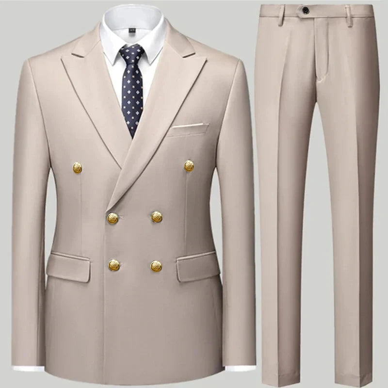 Men Classical Korean Style 2 Pcs Suit Set
