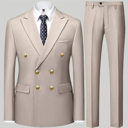 Men Classical Korean Style 2 Pcs Suit Set
