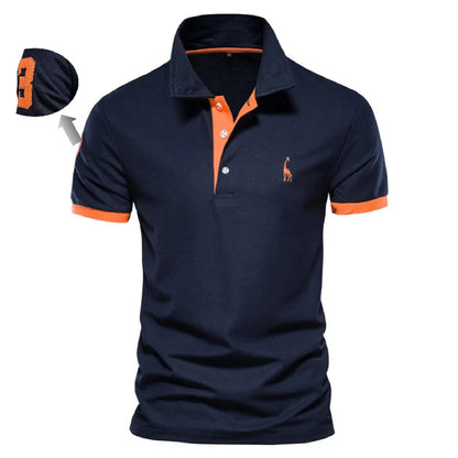Cotton Polo Shirts for Men Casual Solid Color Slim Fit
