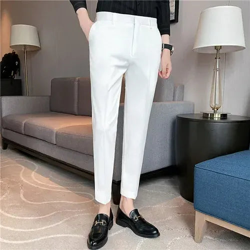 Men's High Waist Slim Fit Suit Pants