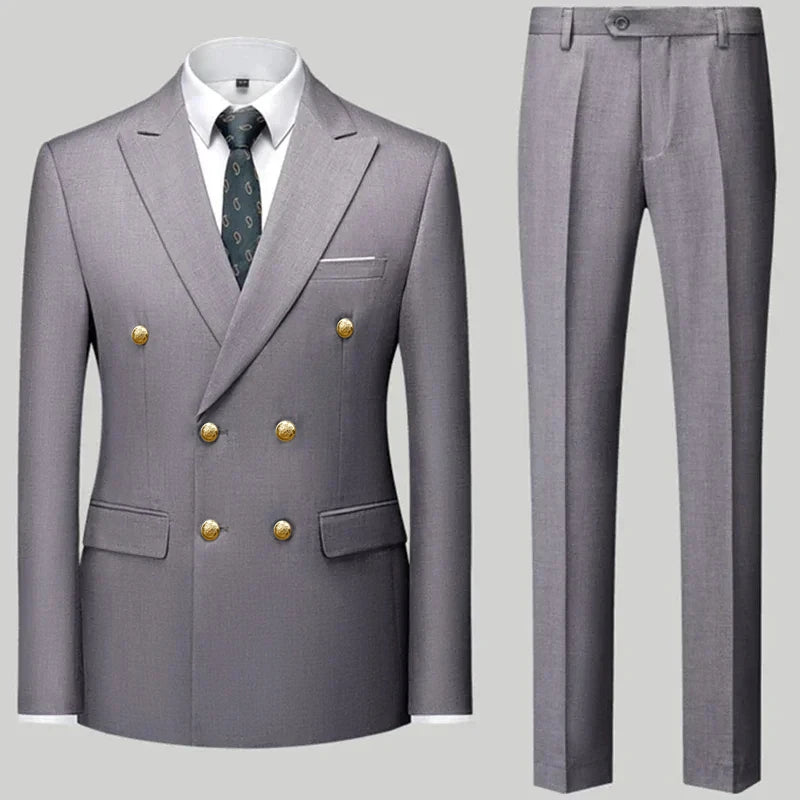 Men Classical Korean Style 2 Pcs Suit Set
