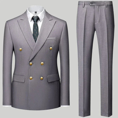 Men Classical Korean Style 2 Pcs Suit Set
