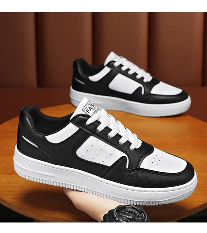 Men Casual Leather Comfortable Flat Slip-on White Shoes
