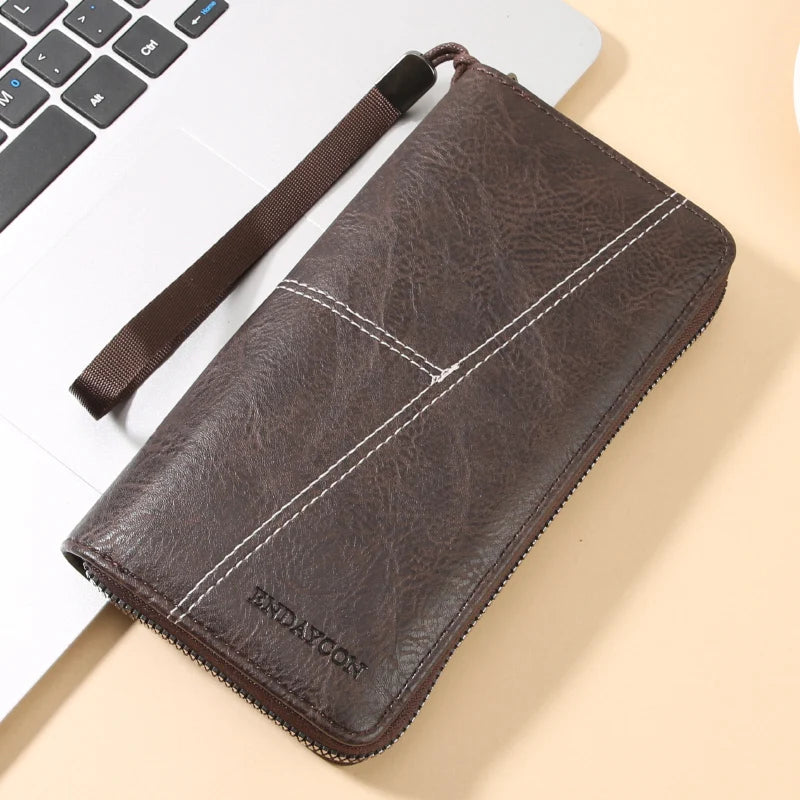 Men's Long Zipper Leather Wallet