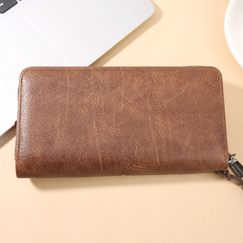 Men's Long Zipper Leather Wallet