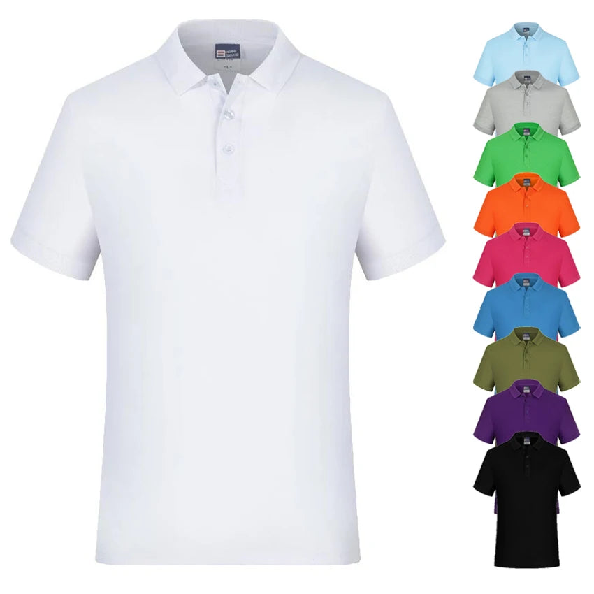 Blank White Men Polo T Shirt Short Sleeve Casual Collar Shirts
