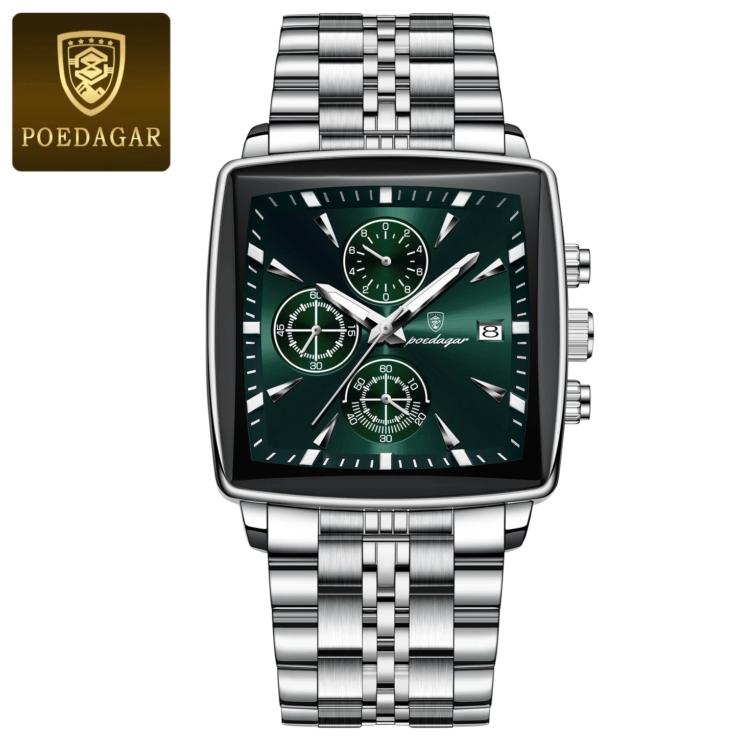 Luxury Square Men's Stainless Steel Wristwatch
