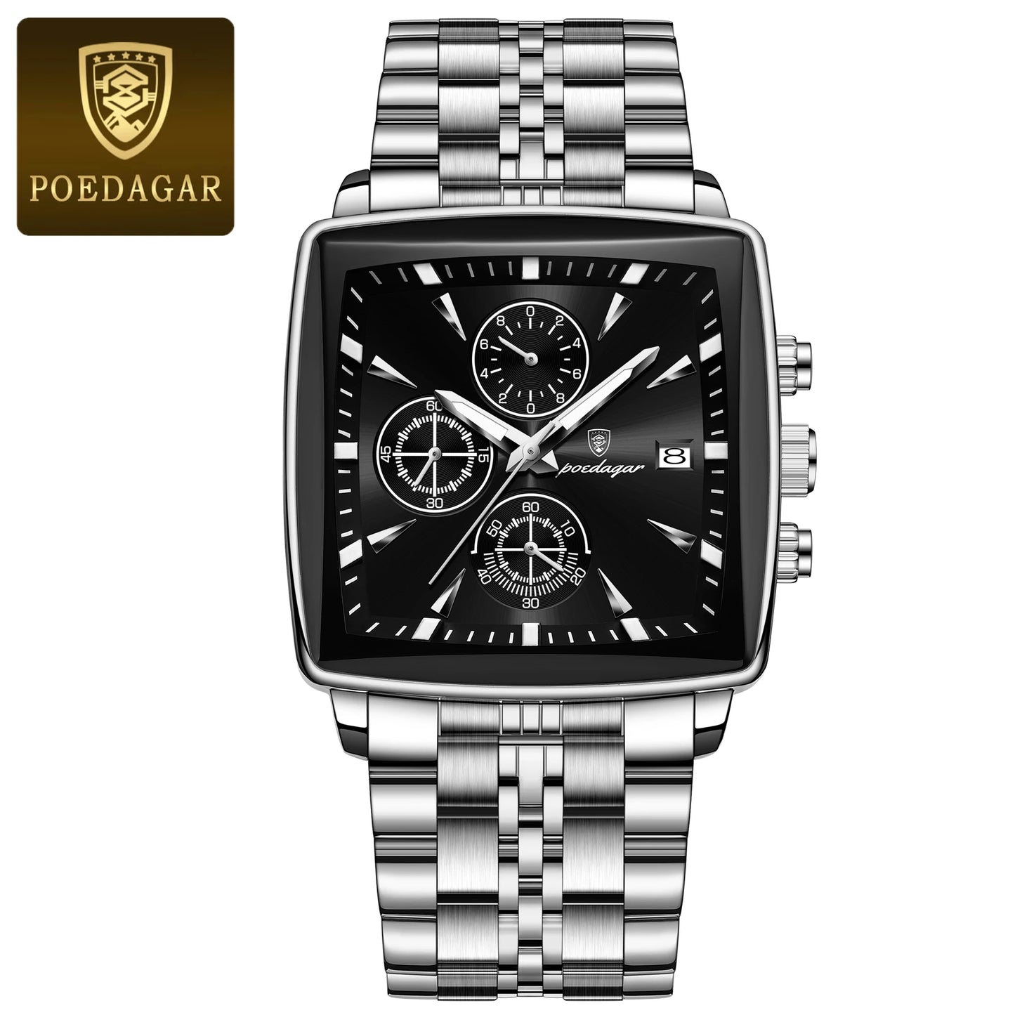 Luxury Square Men's Stainless Steel Wristwatch