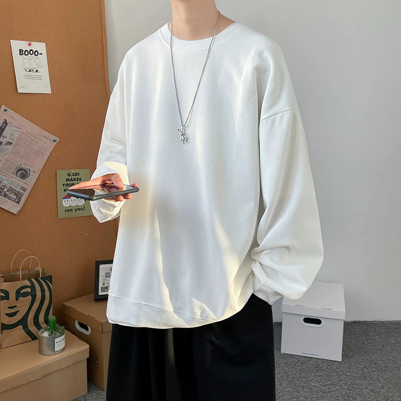 Simple Round Neck Sweatshirt- Men’s Loose Pullover
