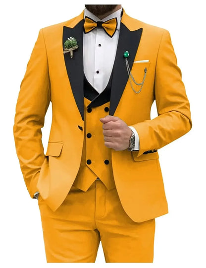 Men's Royal Blue 3-Piece Slim Fit Suit- Blazer - Vest - Pants
