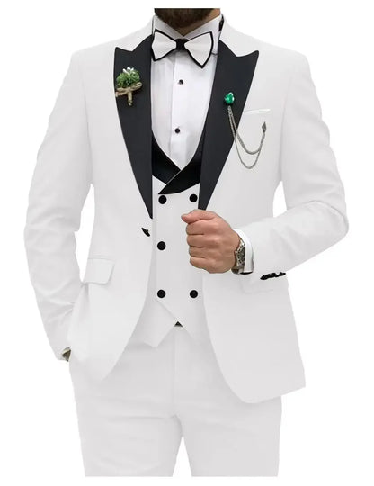 Men's Royal Blue 3-Piece Slim Fit Suit- Blazer - Vest - Pants
