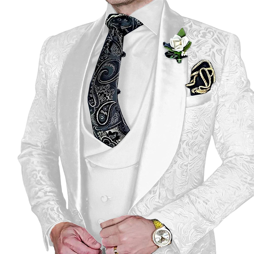 High-Quality Jacquard Men's 3-Piece Suit Set
