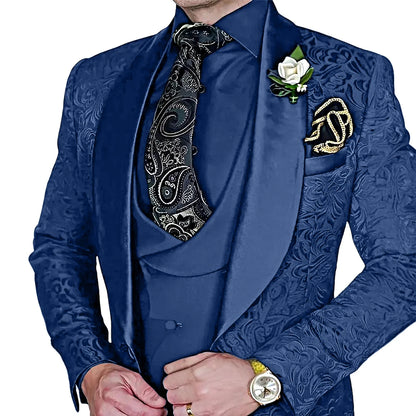 High-Quality Jacquard Men's 3-Piece Suit Set
