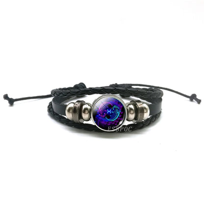 Men's Braided Leather Weave Wrap Vintage Charm Bracelets
