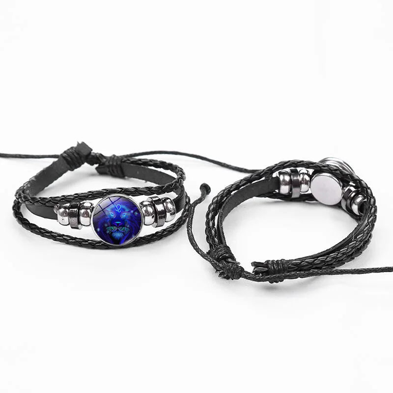 Men's Braided Leather Weave Wrap Vintage Charm Bracelets