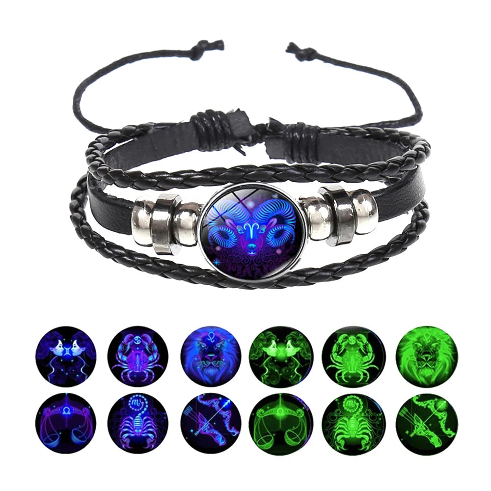 Men's Braided Leather Weave Wrap Vintage Charm Bracelets