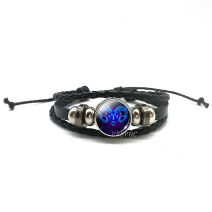 Men's Braided Leather Weave Wrap Vintage Charm Bracelets