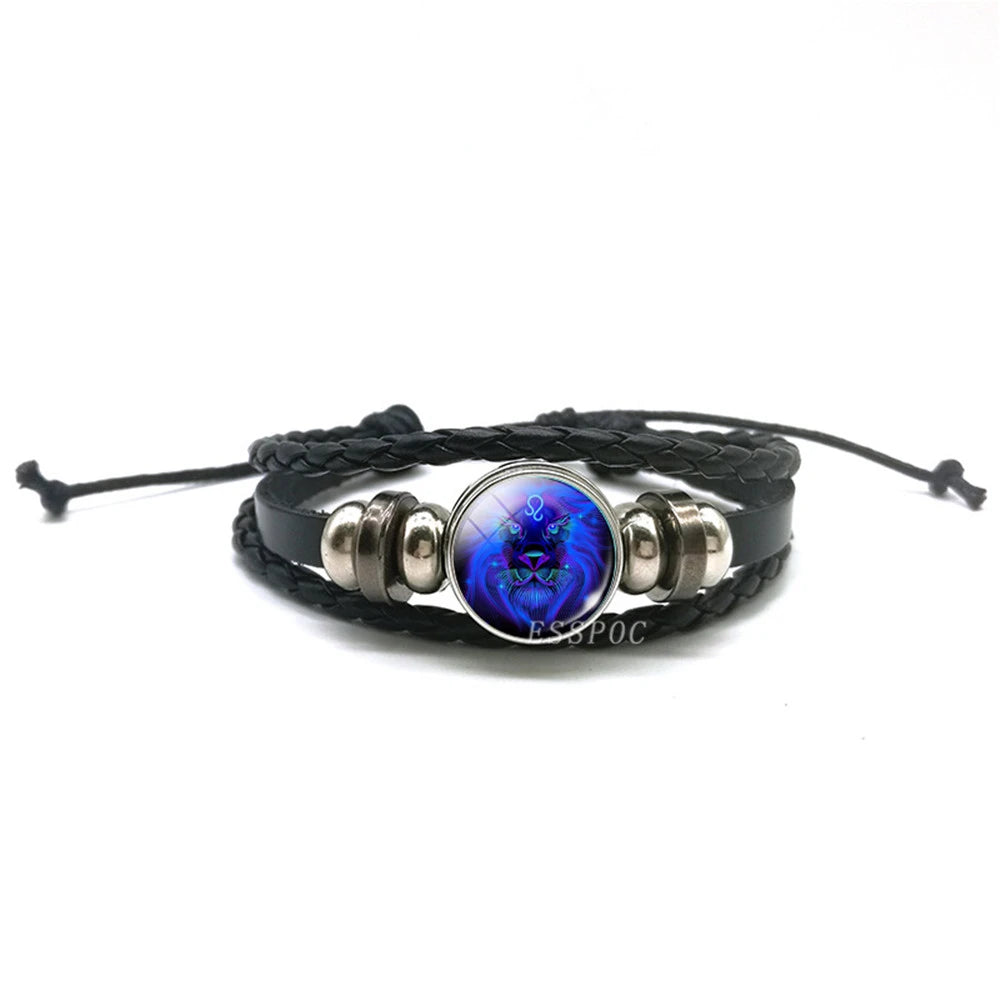 Men's Braided Leather Weave Wrap Vintage Charm Bracelets