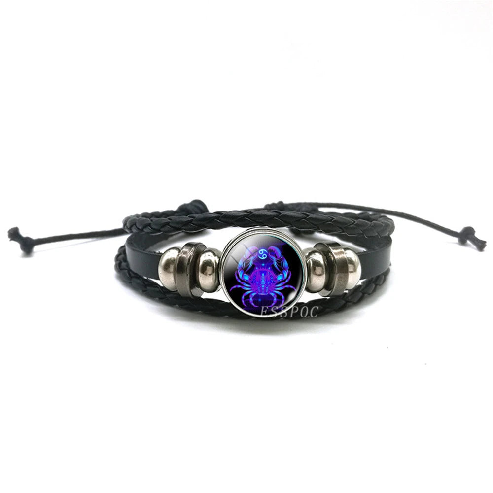 Men's Braided Leather Weave Wrap Vintage Charm Bracelets