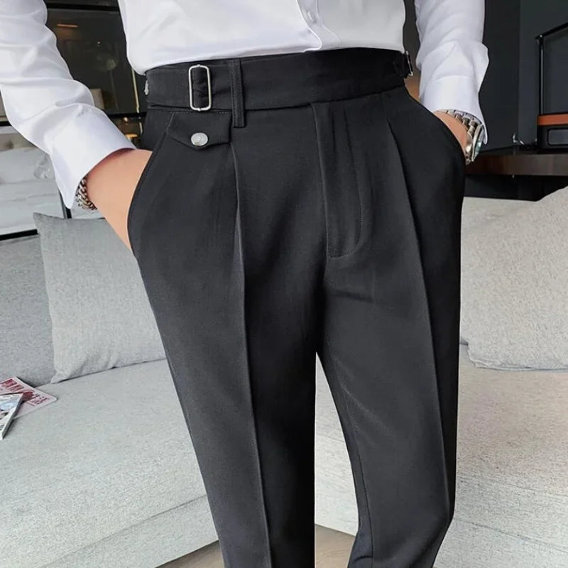 Men's British Style Slim Fit Business Casual Suit Pants