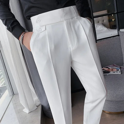 Men's British Style Slim Fit Business Casual Suit Pants