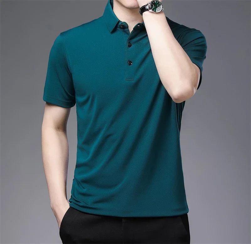 Men's New Solid Color Business Casual POLO Shirt
