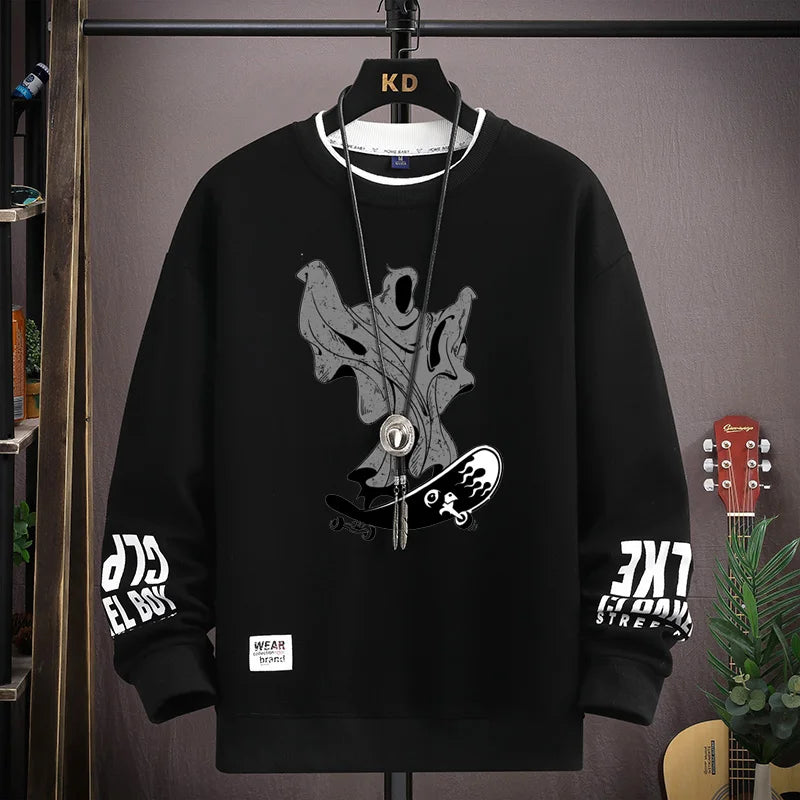 Men's Spring/Autumn Japan Cartoon Cat Sweatshirt
