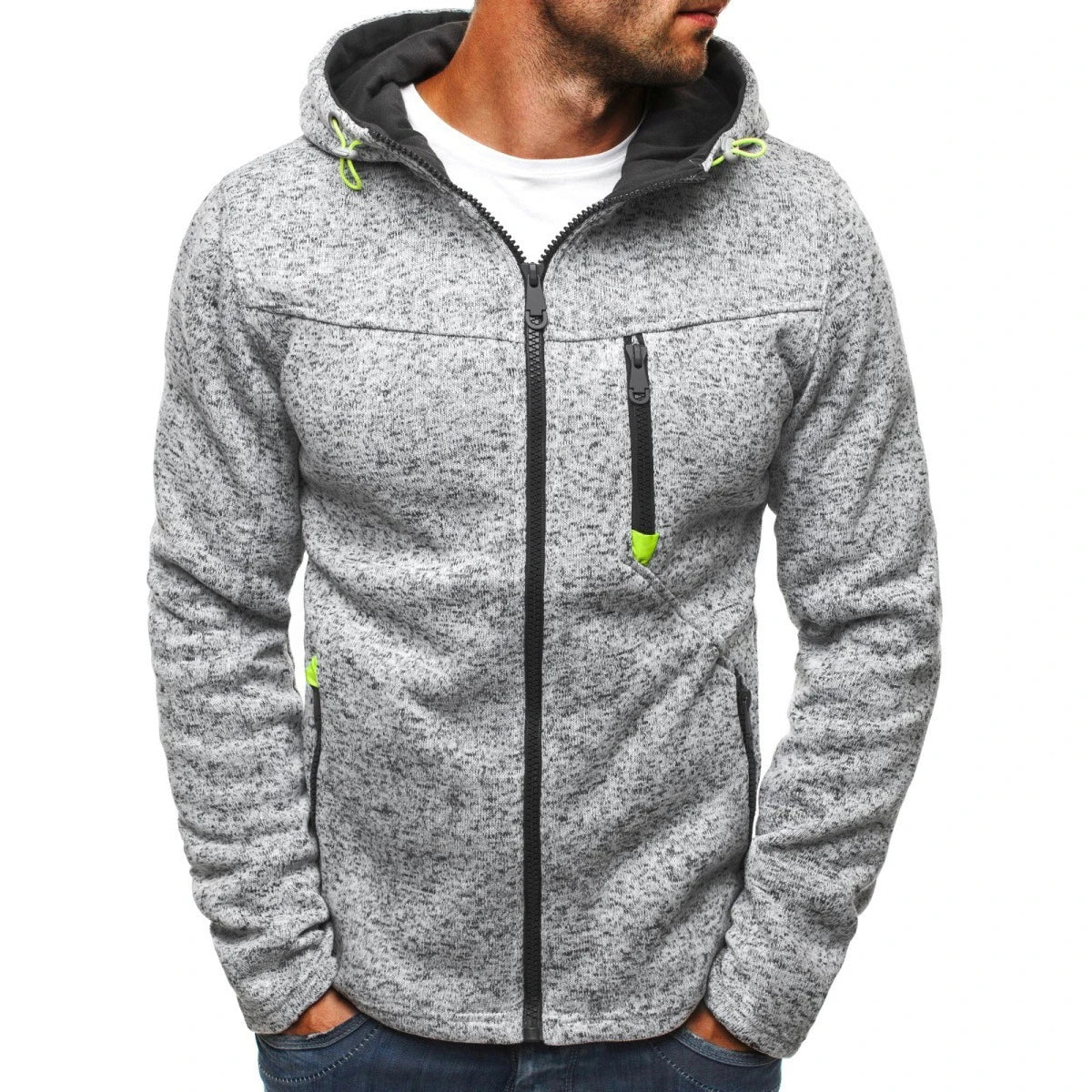 Men's Color Block Zip-Up Hoodie 