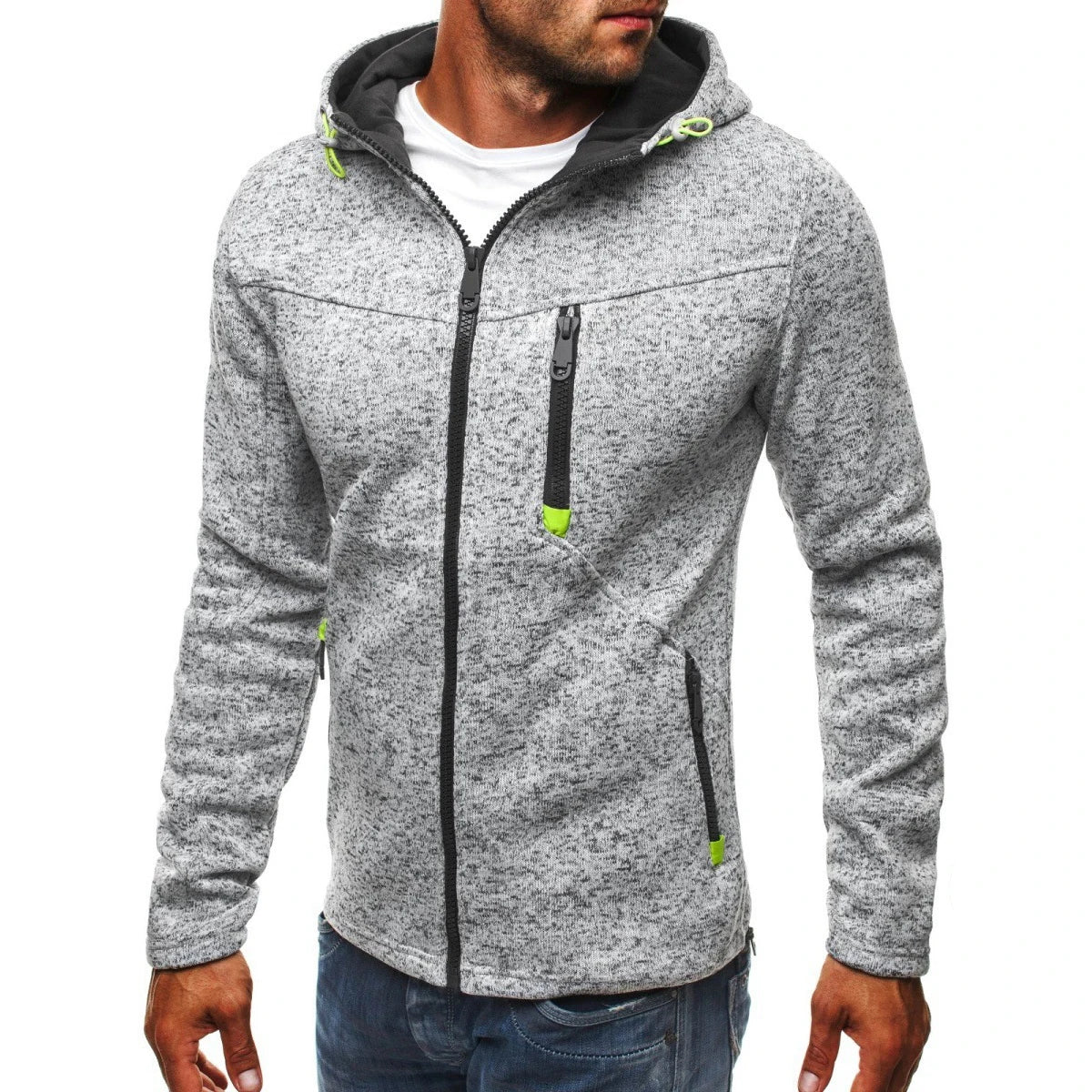 Men's Color Block Zip-Up Hoodie 
