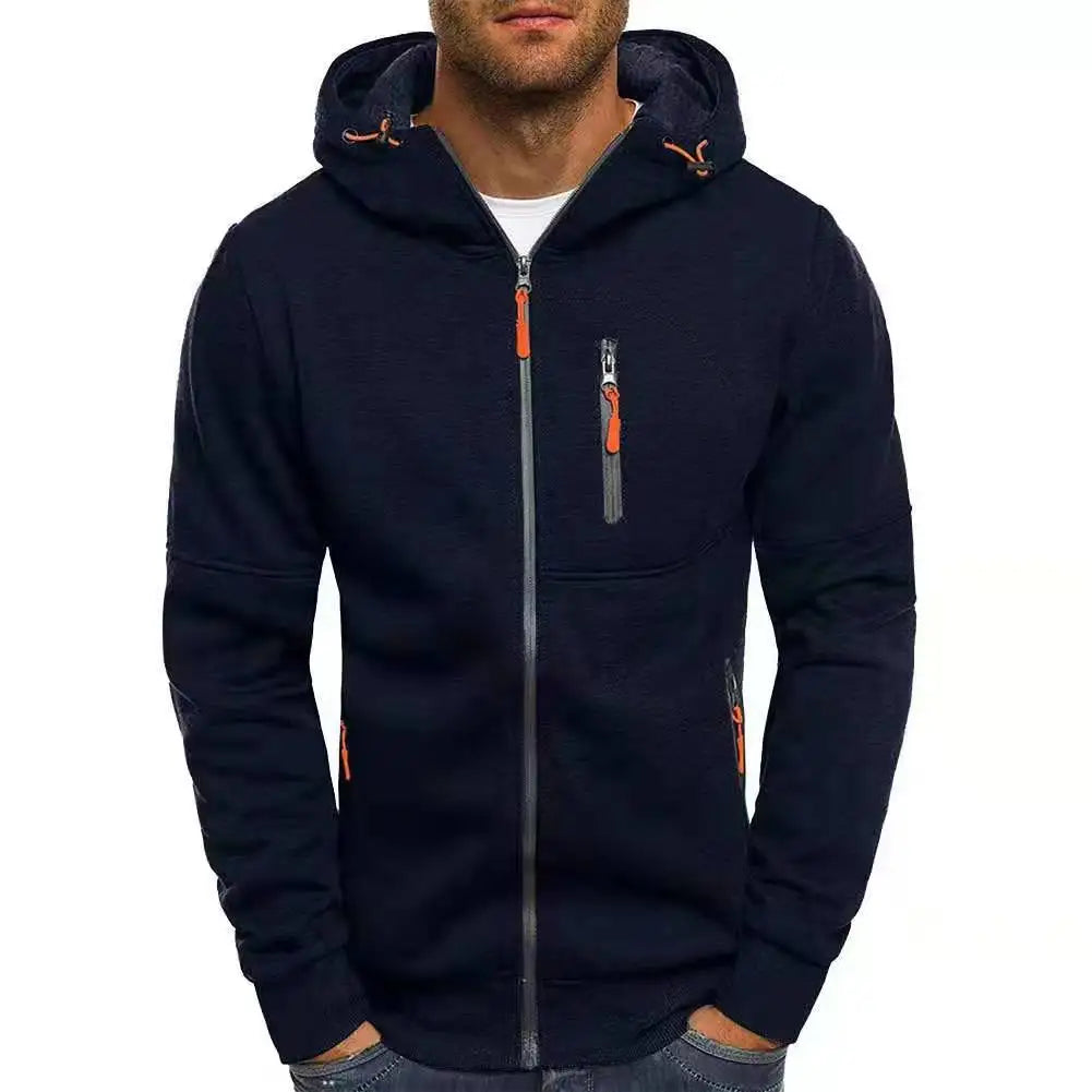 Men's Color Block Zip-Up Hoodie 
