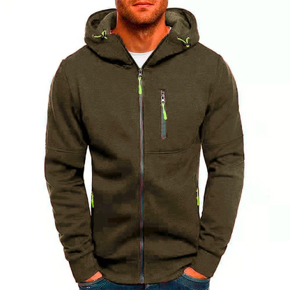 Men's Color Block Zip-Up Hoodie 
