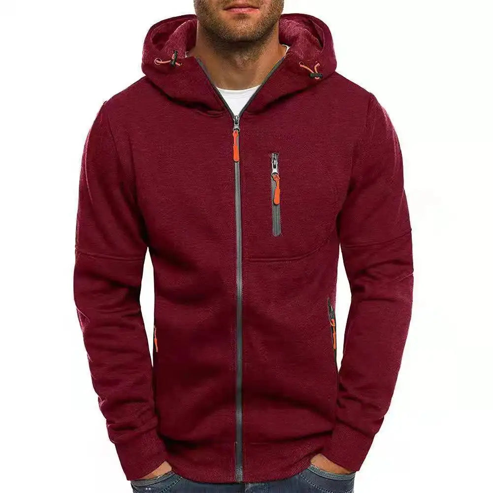 Men's Color Block Zip-Up Hoodie 
