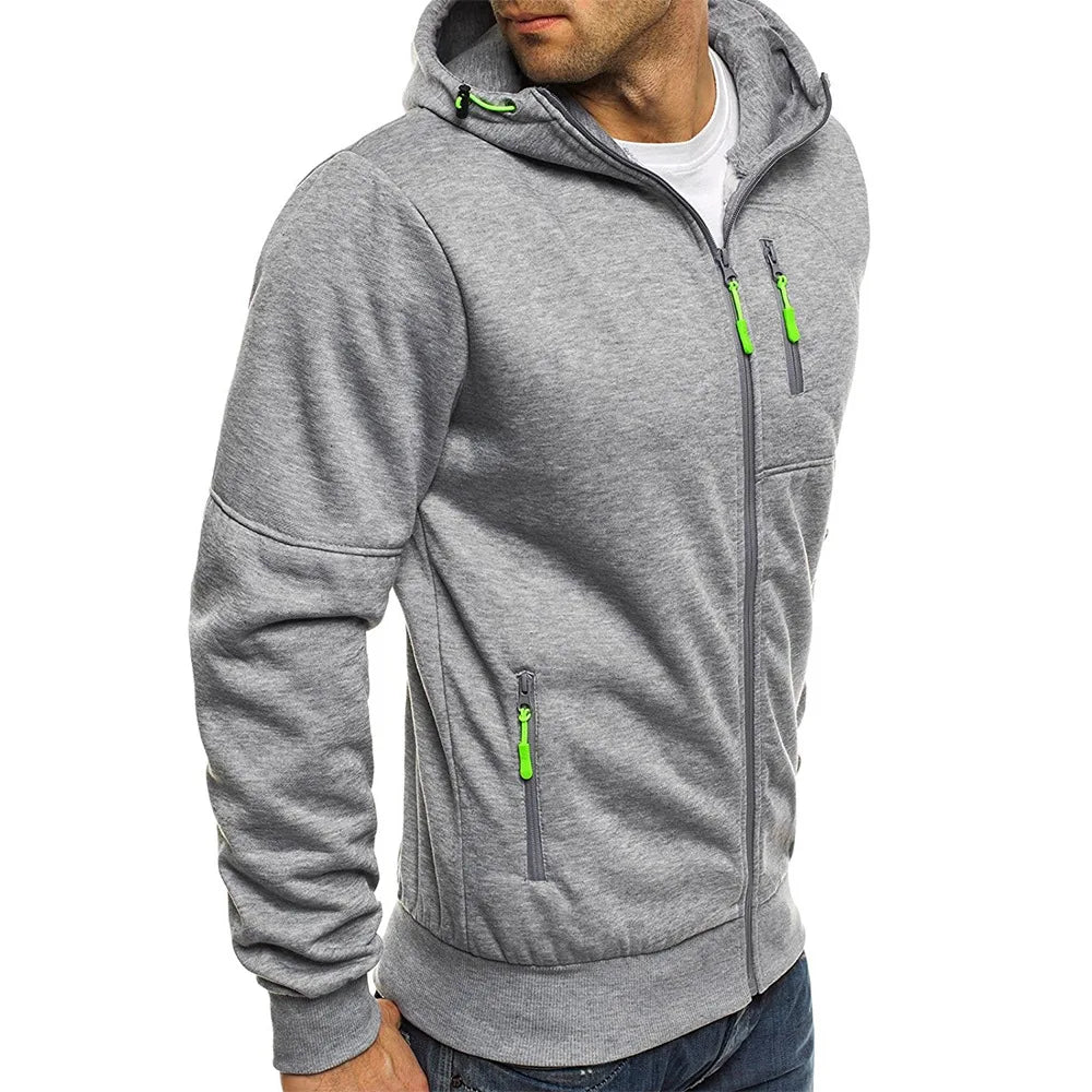 Men's Color Block Zip-Up Hoodie 

