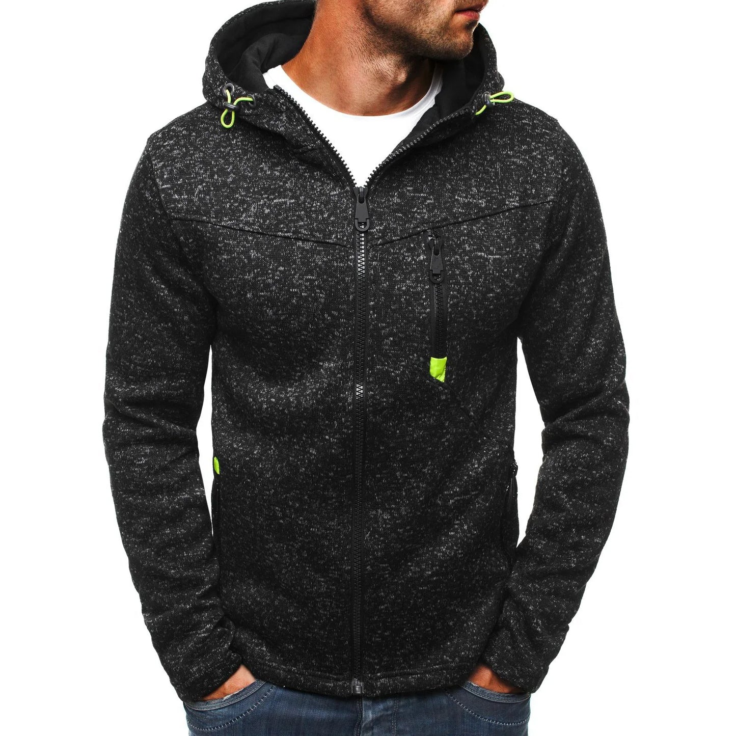 Men's Color Block Zip-Up Hoodie 
