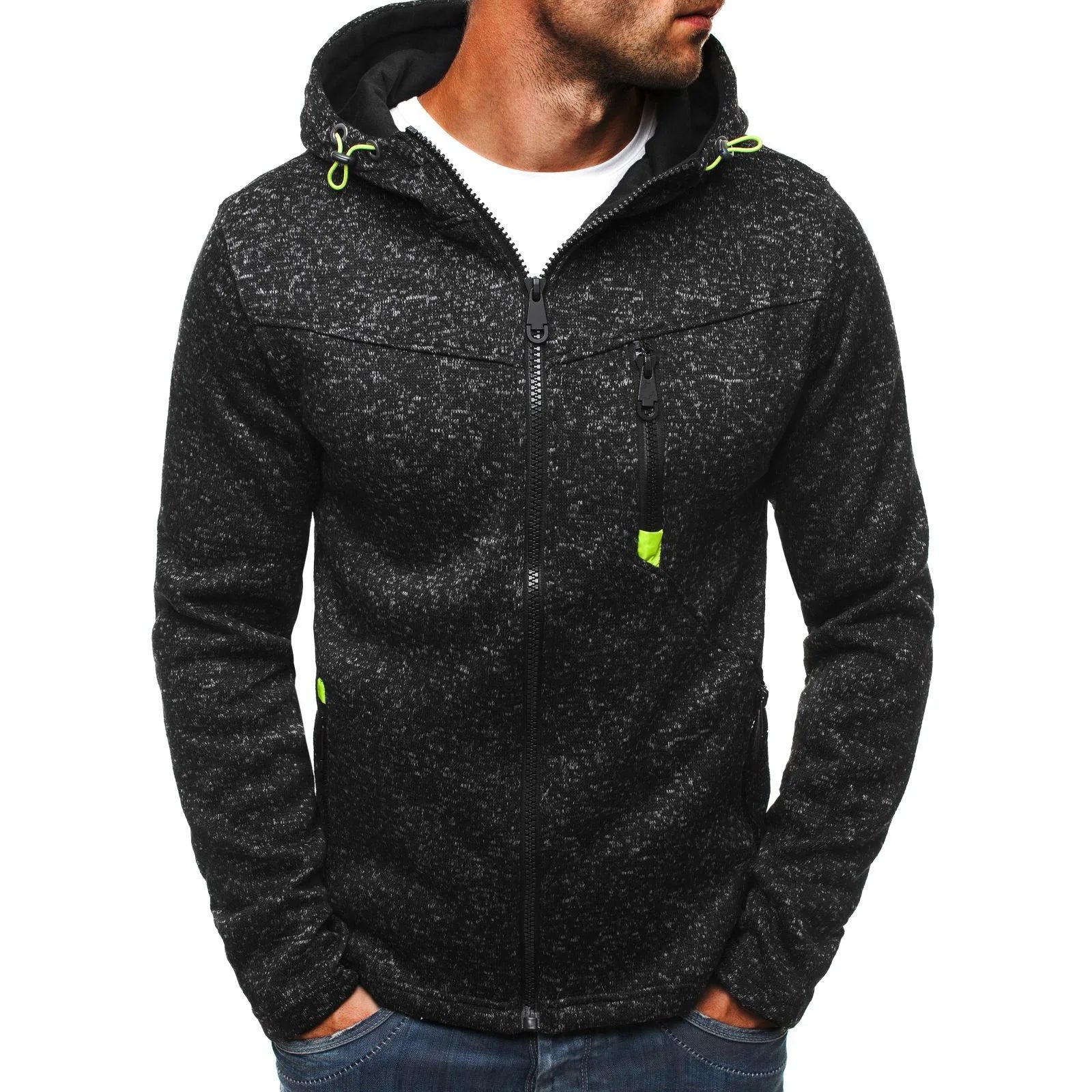 Men's Color Block Zip-Up Hoodie 
