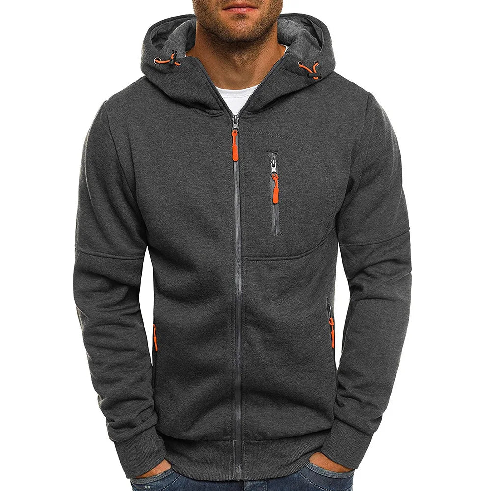 Men's Color Block Zip-Up Hoodie 
