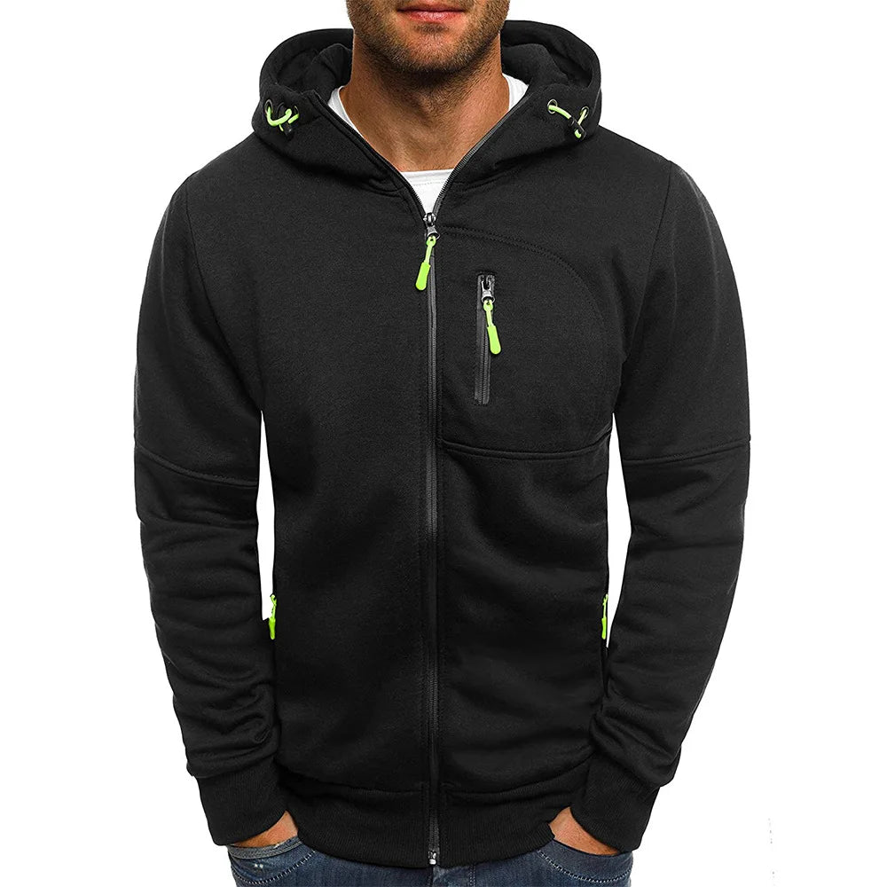 Men's Color Block Zip-Up Hoodie 
