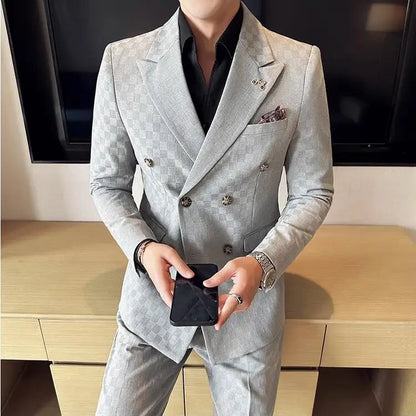 Men's Double Breast Formal Style 2 Pieces Business Suit
