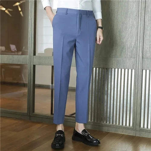 Men's High Waist Slim Fit Suit Pants