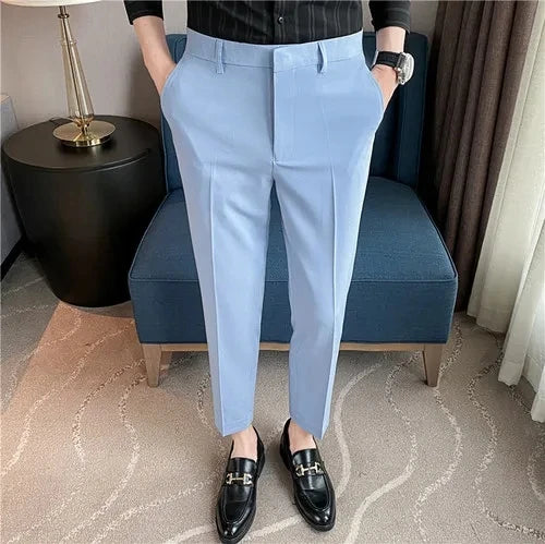 Men's High Waist Slim Fit Suit Pants